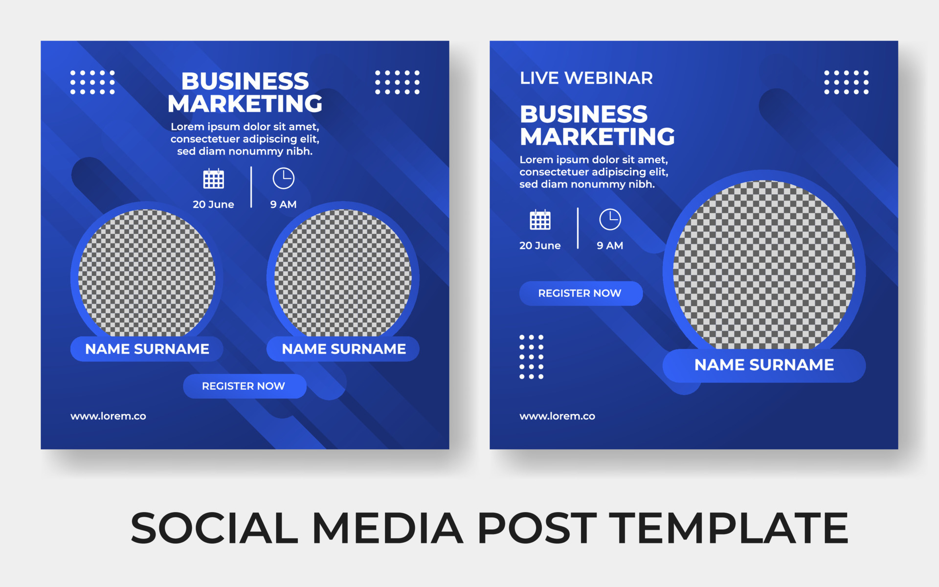 Square social media post template with photo collage isolated. 4417177