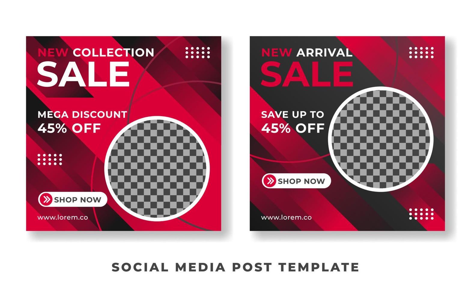 Social media post template sale promotion banner with photo collage. Editable text. vector