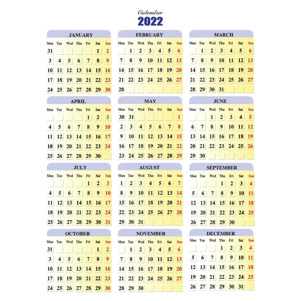 calendar 2022 date panel 4417328 vector art at vecteezy