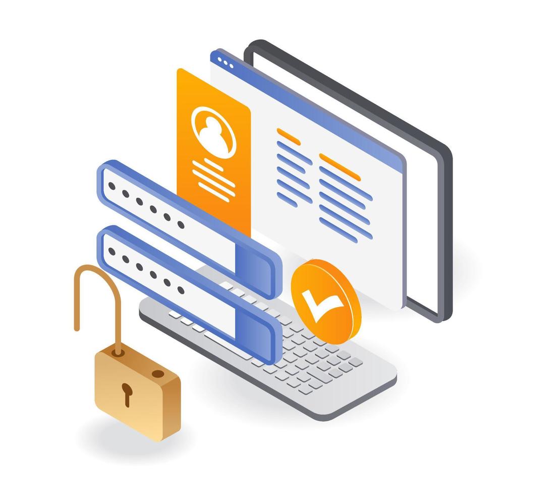 Unlock personal password account security vector