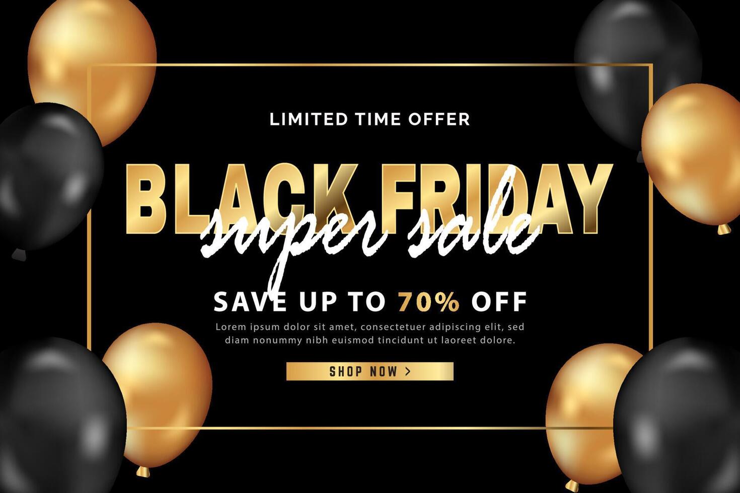 black friday sale banner, black friday social media post vector