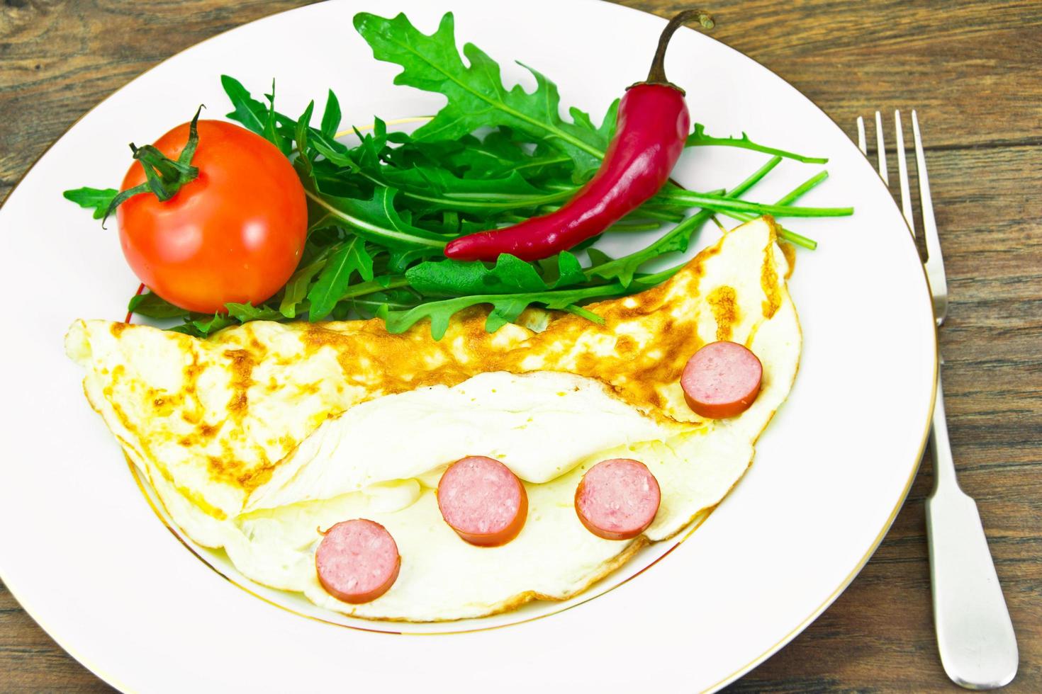 Healthy and Diet Food Scrambled Eggs with Vegetables photo