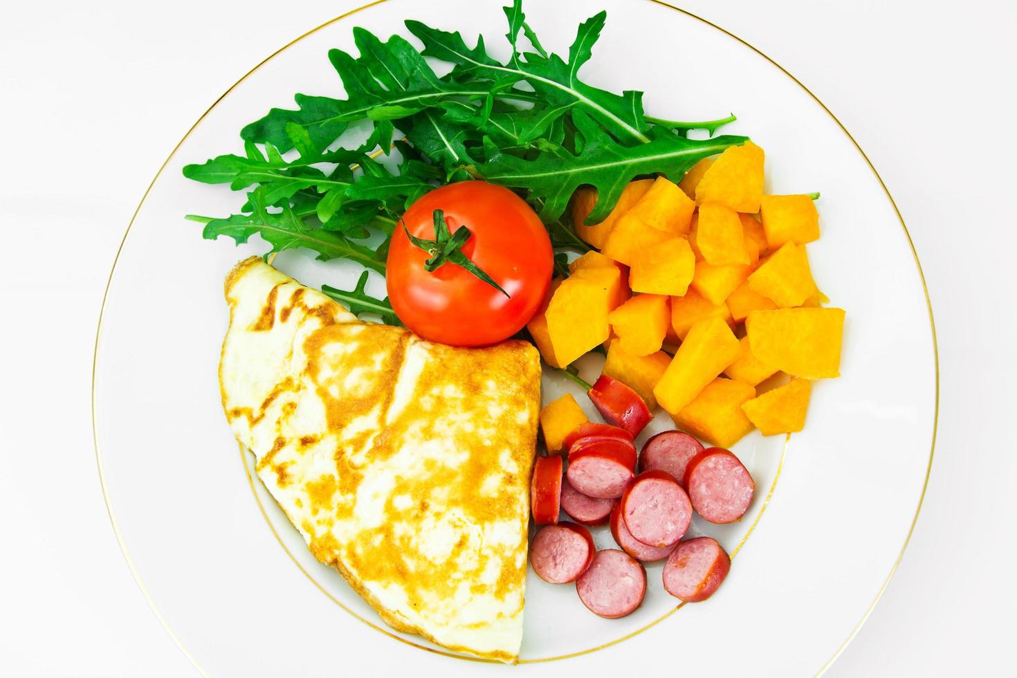 Healthy and Diet Food Scrambled Eggs with Vegetables photo