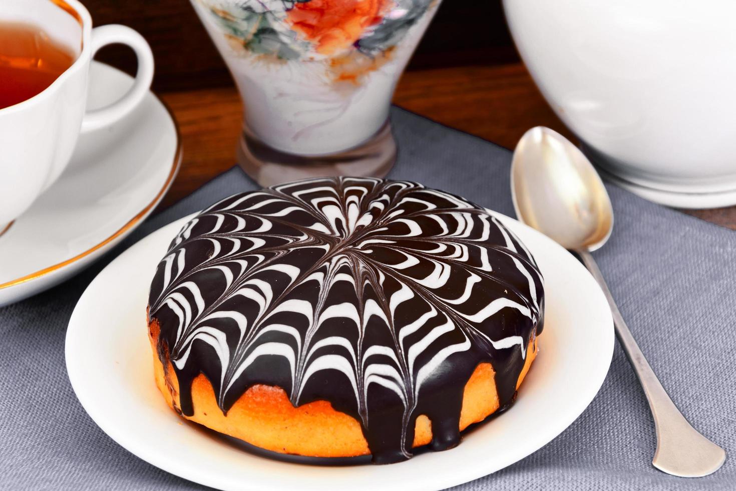 Cake with White and Dark Chocolate. photo