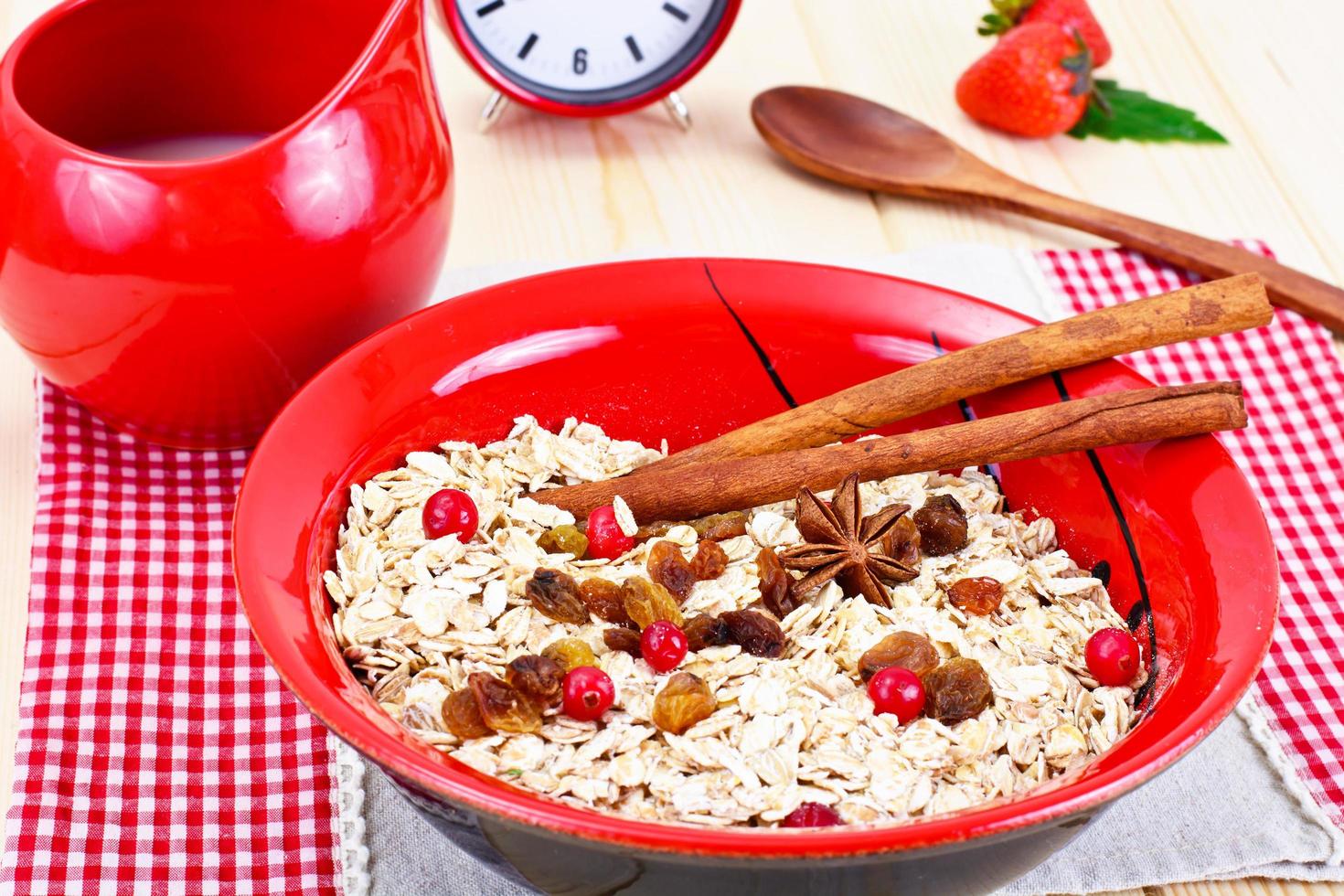 Oatmeal with Raisins and Cranberries photo