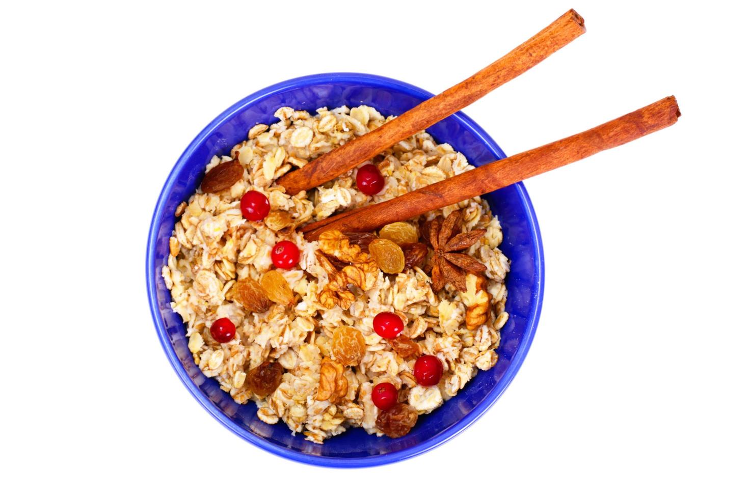 avena con pasas, nueces y arándano foto