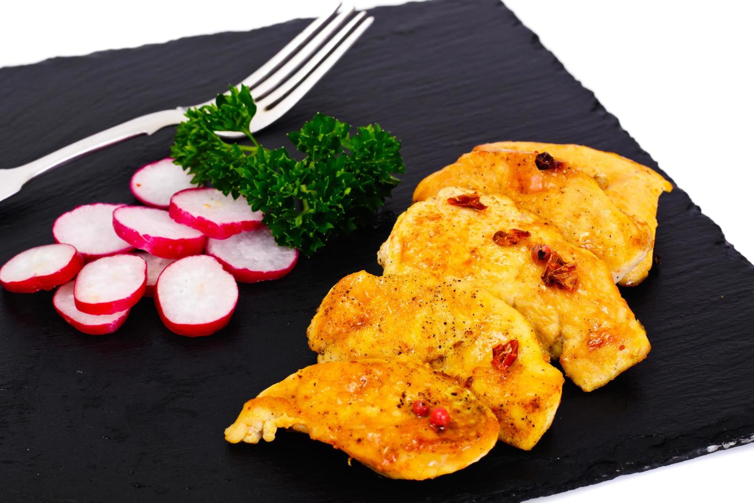 Grilled Chicken Fillet with Radish and Parsley photo