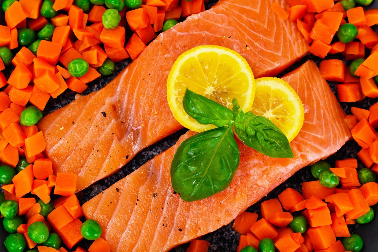 Fresh Salmon on plate photo