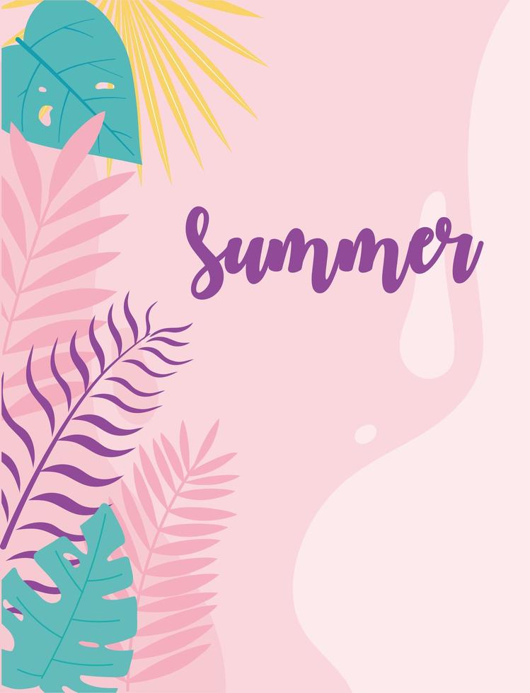 summer time vacation tourism monstera leaves foliage background vector