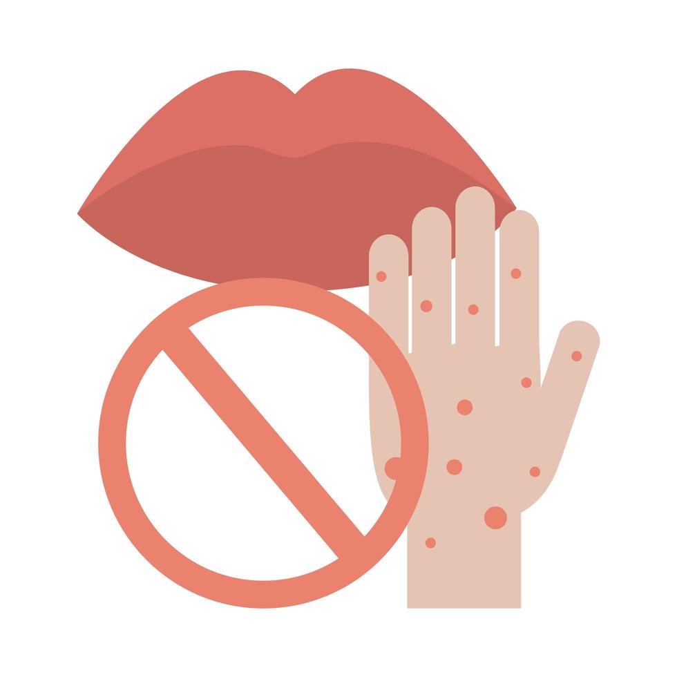covid 19 coronavirus, avoid touching mouth, prevention outbreak disease pandemic flat design icon vector