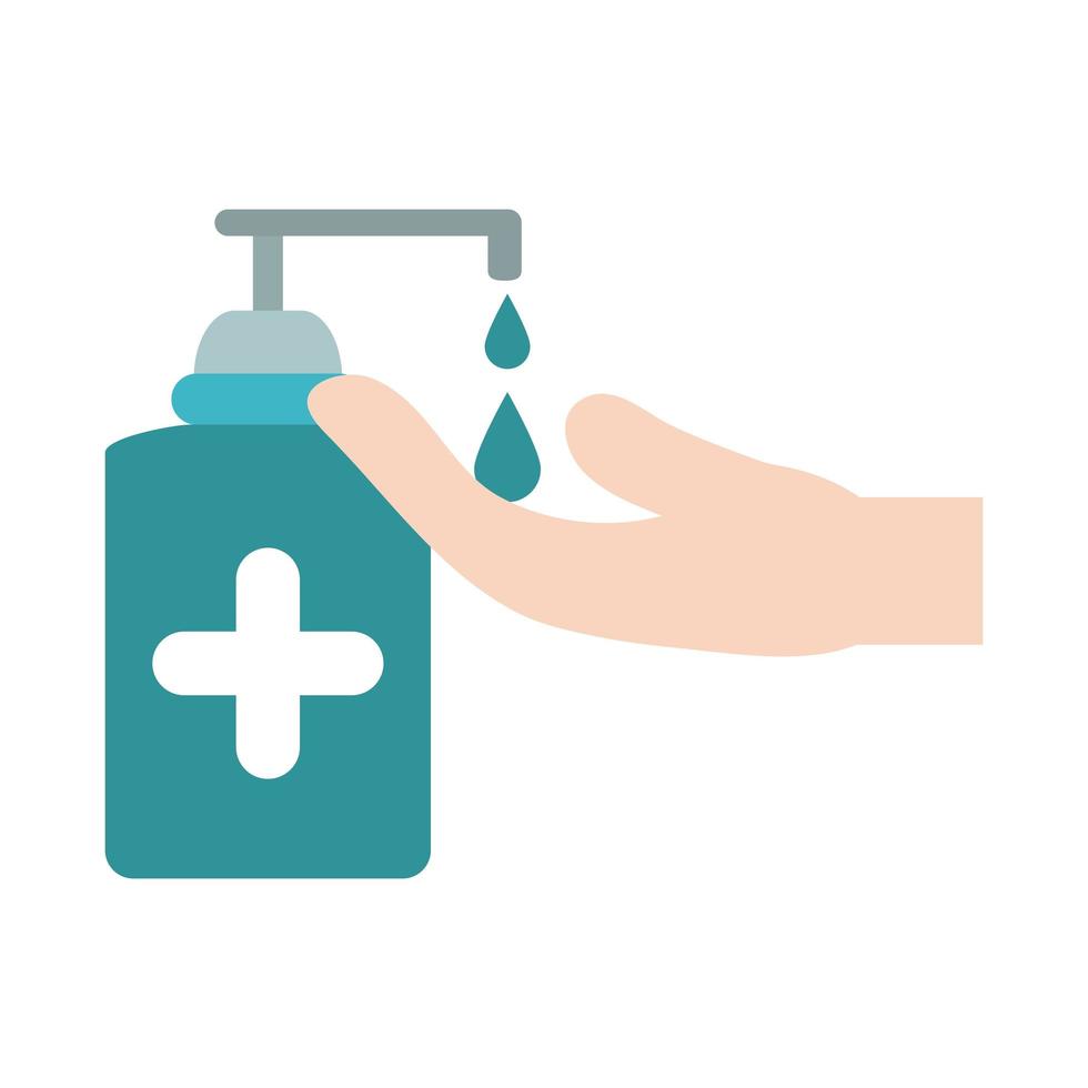 covid 19 coronavirus, apply sanitizer hands, prevention outbreak disease pandemic flat design icon vector