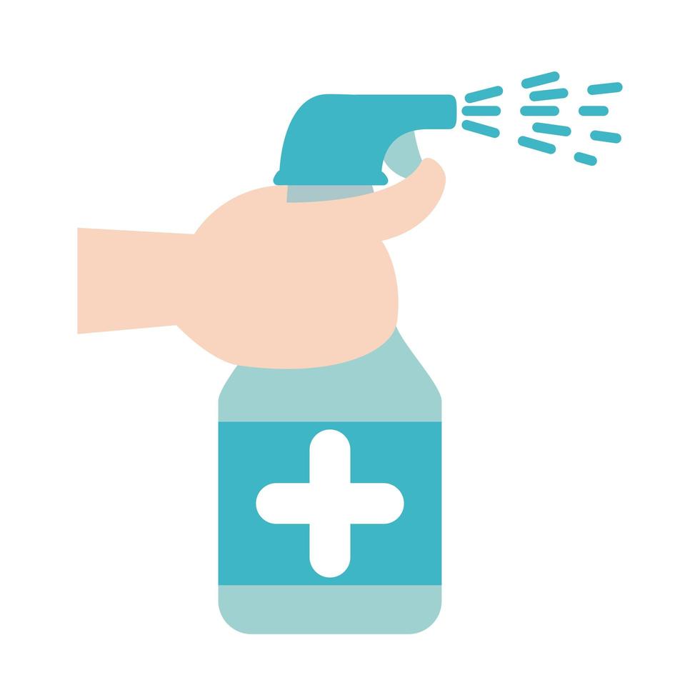covid 19 coronavirus, spray hands sanitizer product, prevention outbreak disease pandemic flat design icon vector