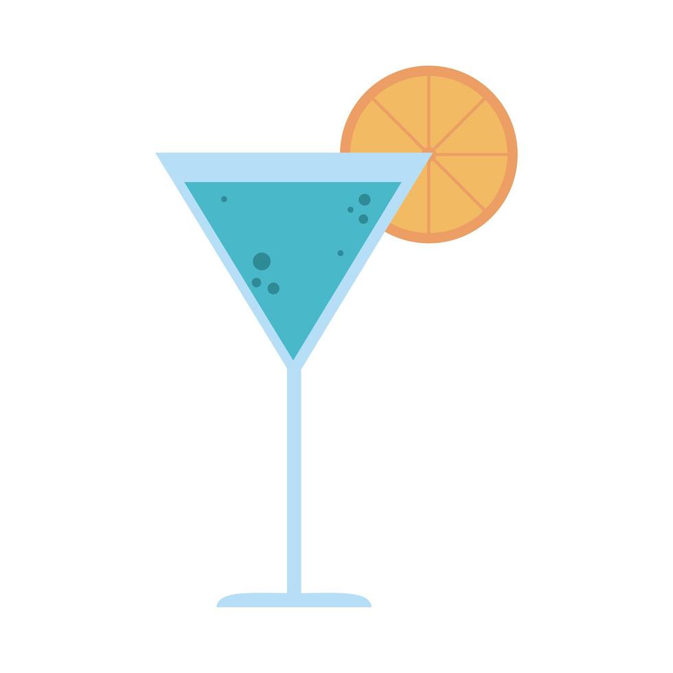 summer travel and vacation cocktail with slice lime in flat style isolated icon vector