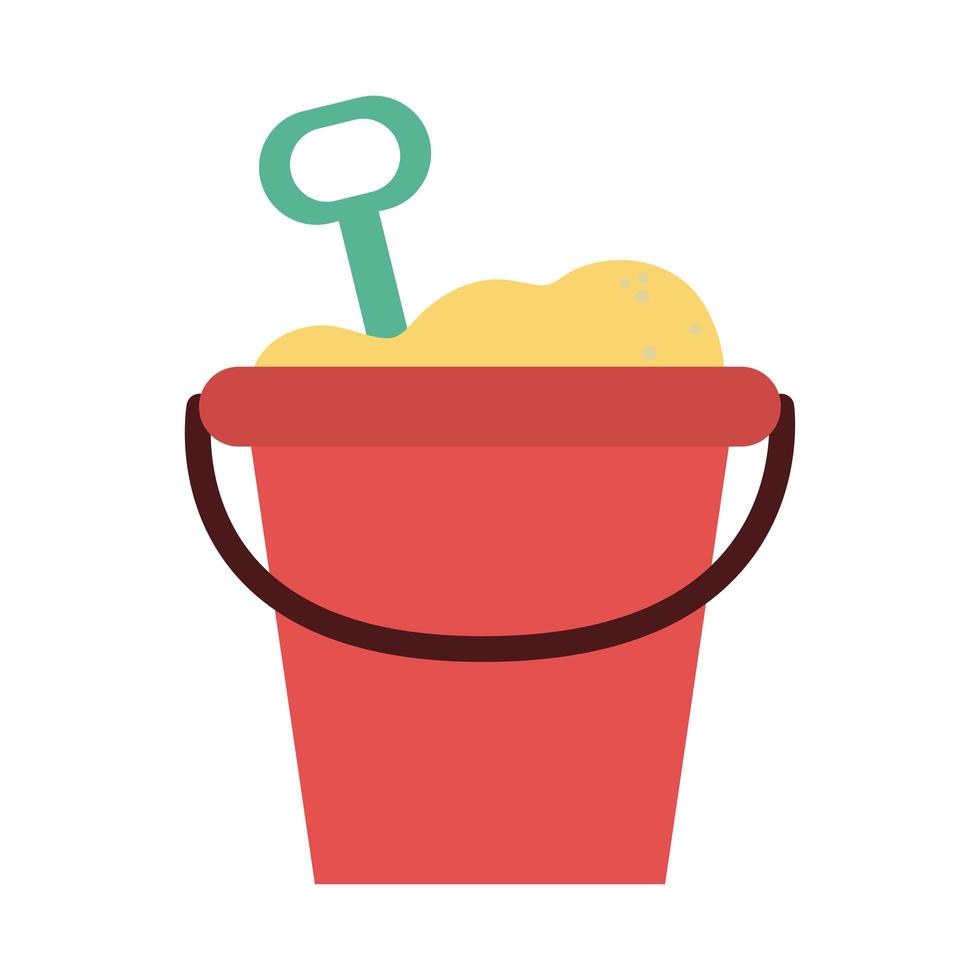 summer travel and vacation bucket with sand and shovel toy in flat style isolated icon vector