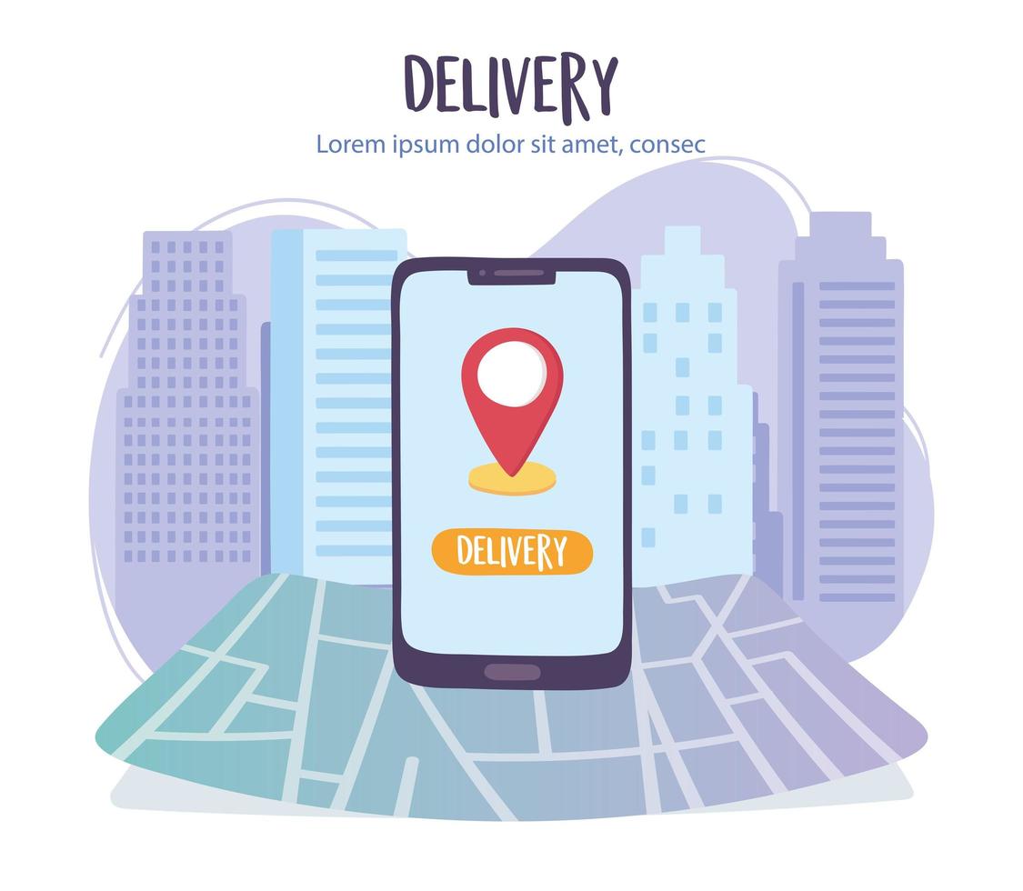 covid 19 coronavirus pandemic, delivery service, smartphone navigation pointer location vector