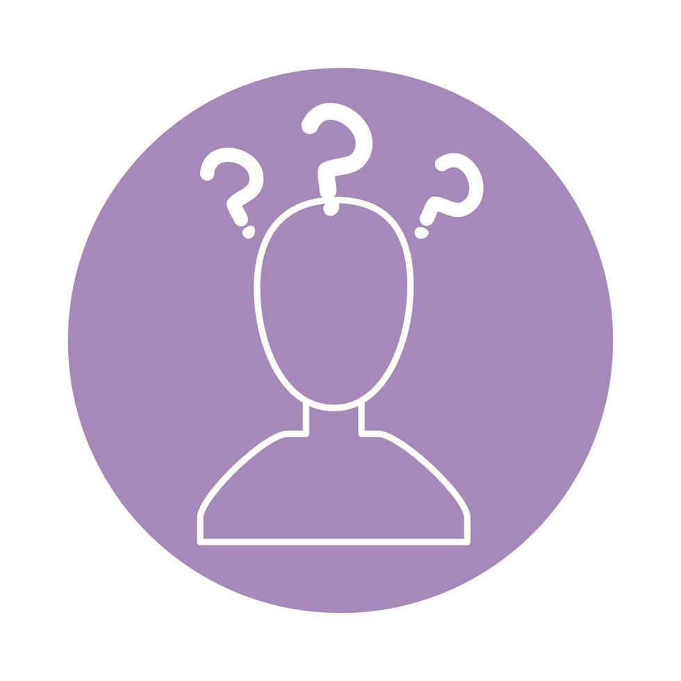 alzheimer disease, character and question mark, decrease in mental human ability color block style icon vector