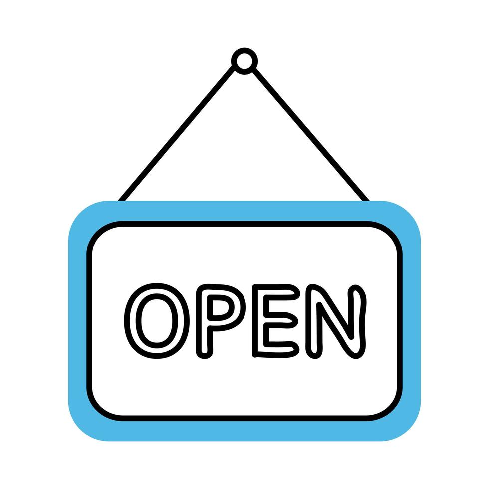open board lettering mobile marketing and e commerce line and fill style icon vector