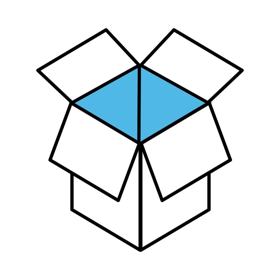 open cardboard box delivery mobile marketing and e commerce line and fill style icon vector