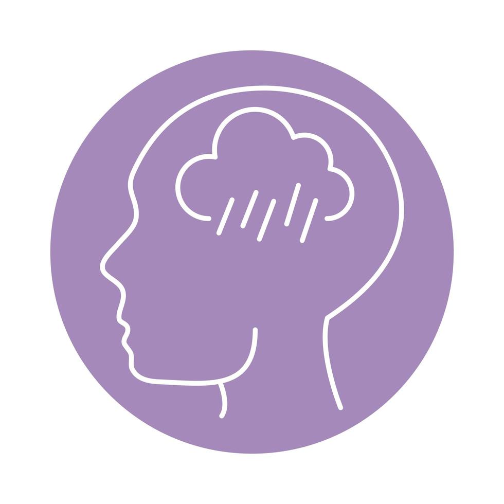 alzheimer disease, male profile silhouette intellectual, decrease in mental human ability color block style icon vector