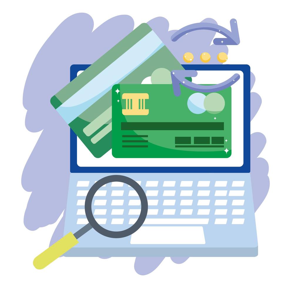 online payment, laptop credit card bank transaction, ecommerce market shopping, mobile app vector
