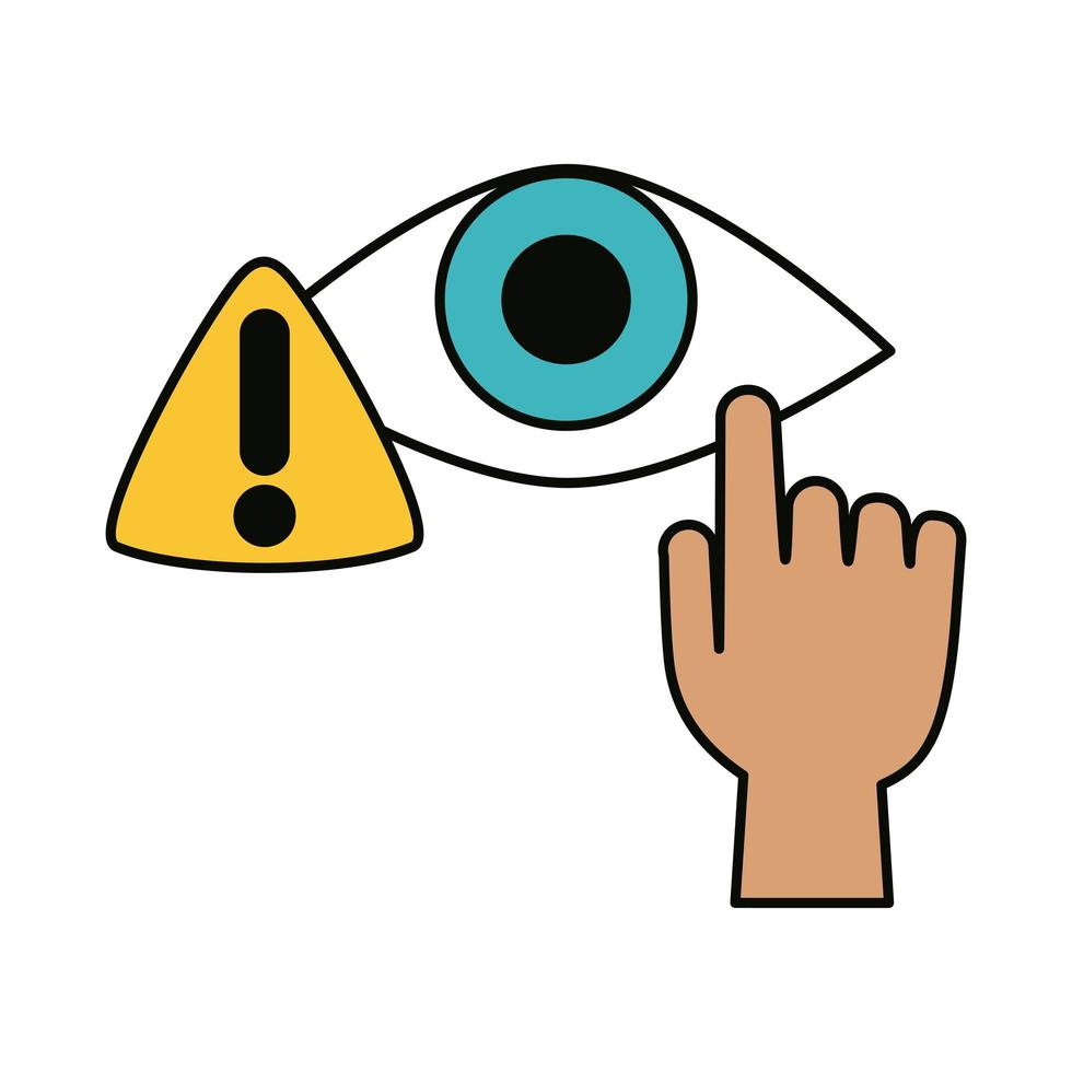 covid 19 coronavirus, avoid touching eyes, prevention spread outbreak disease pandemic flat style icon vector