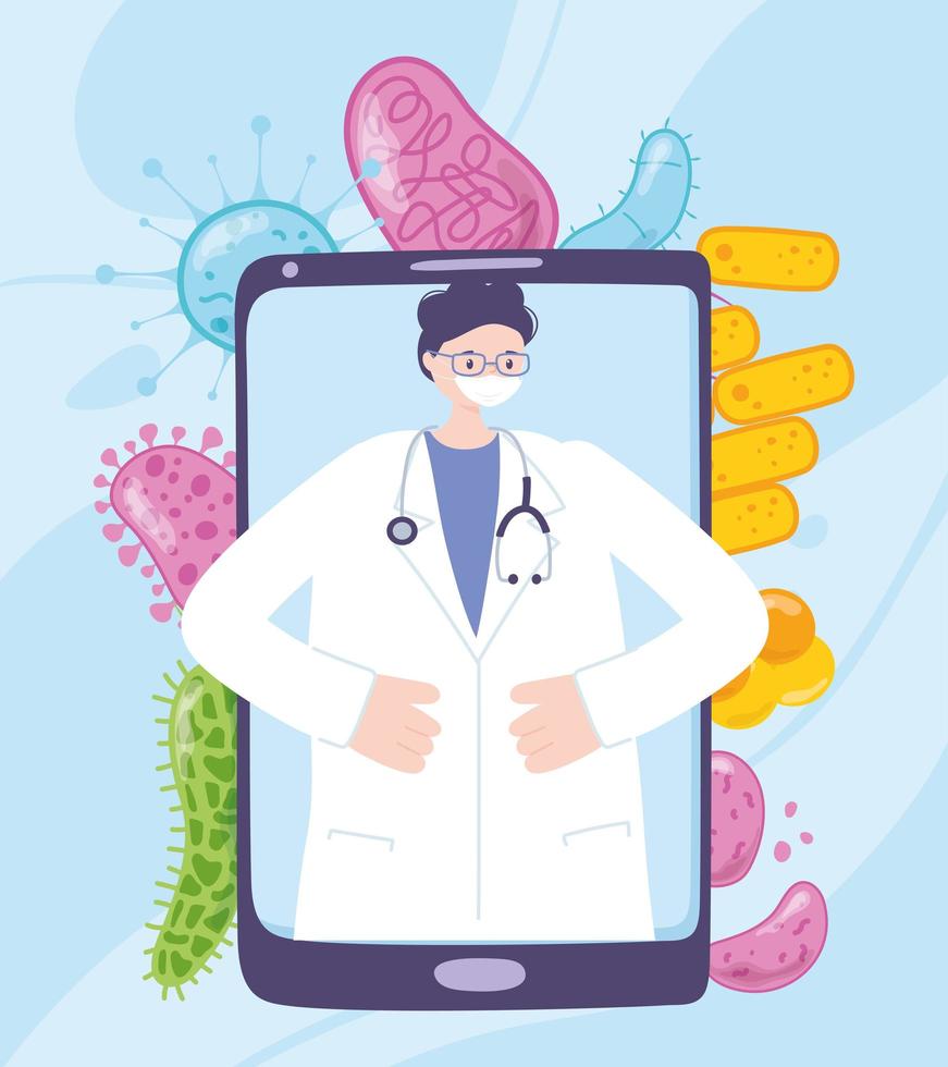 telemedicine, smartphone doctor attention medical treatment and online healthcare services vector
