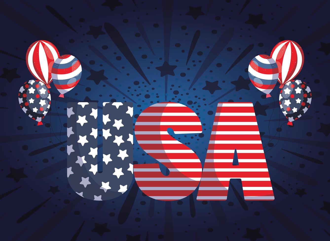 Usa text with balloons vector design