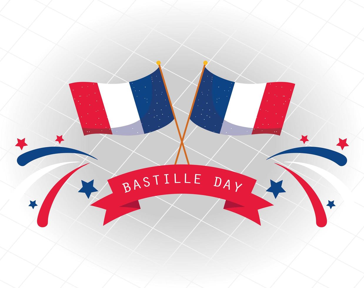 france flags with ribbon of happy bastille day vector design