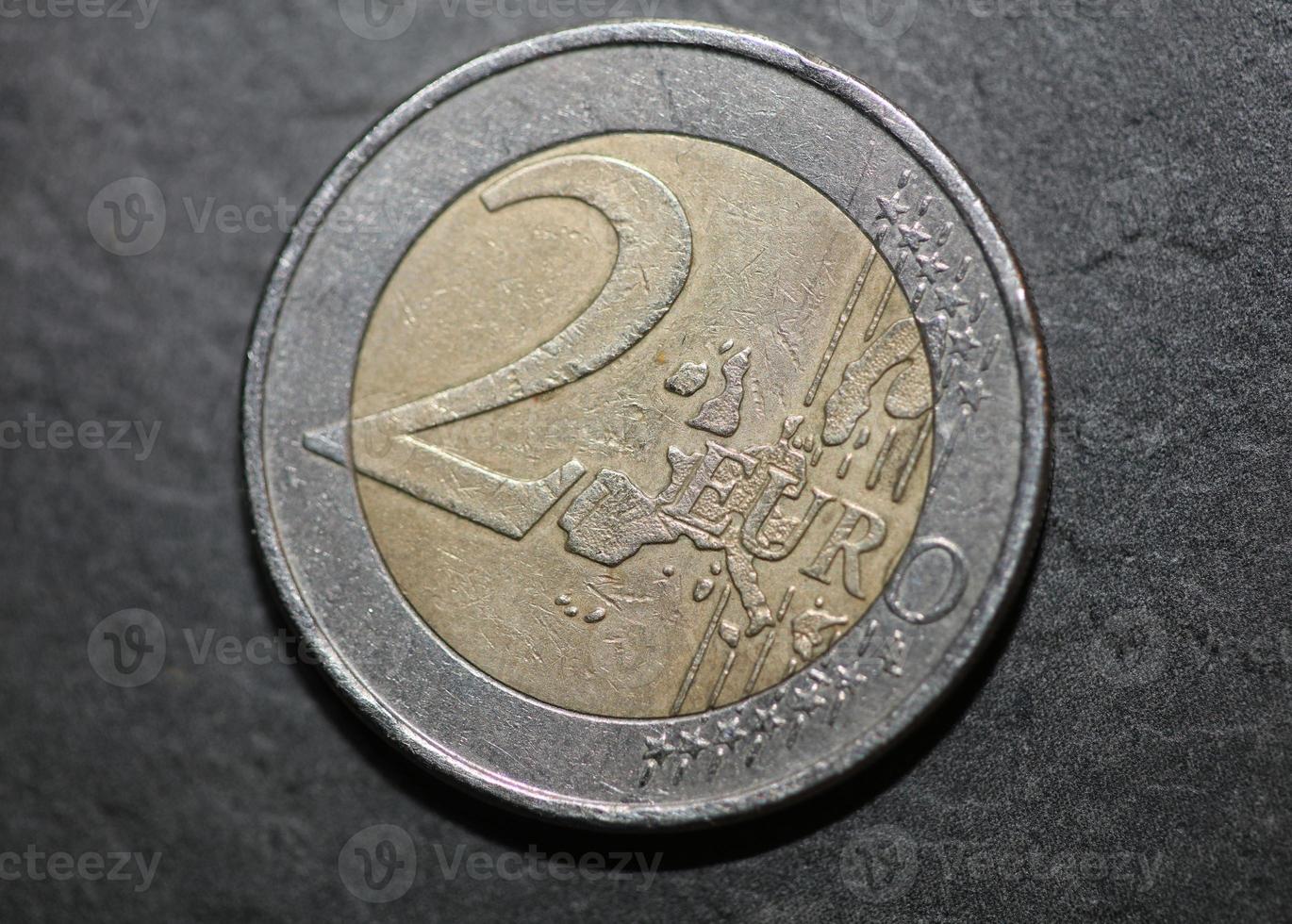 Macro shots of euro coins background 2 Euro coin year of manufacture 2002 country Greece high quality big size prints photo