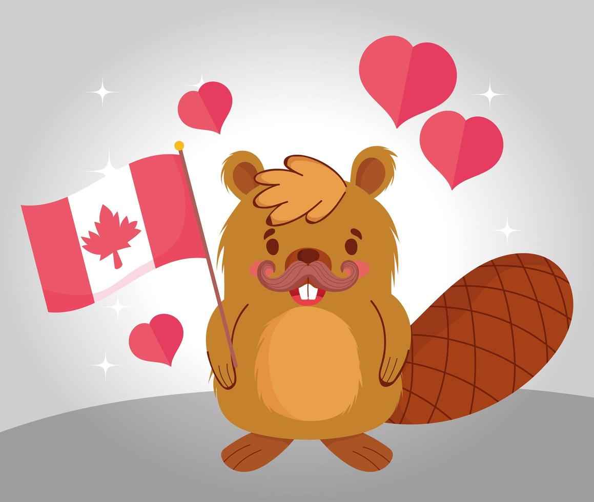 Castor con diseño de vector de bandera canadiense