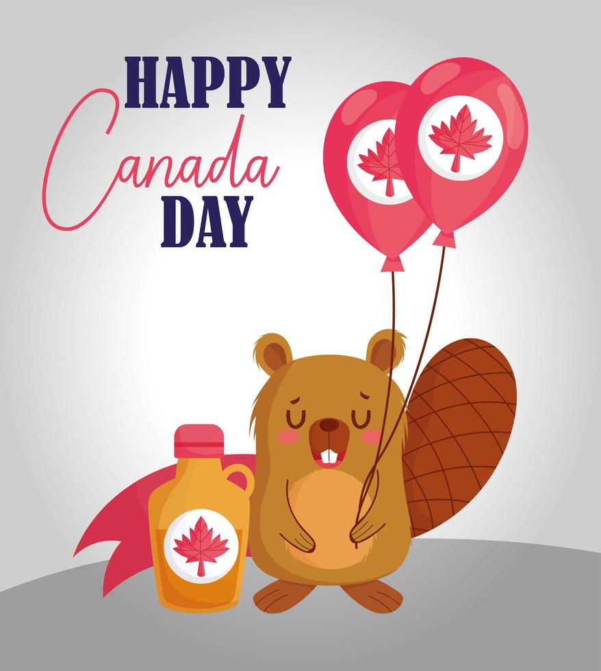Beaver with canadian balloons vector design