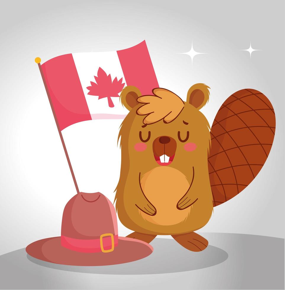 Beaver with canadian flag vector design