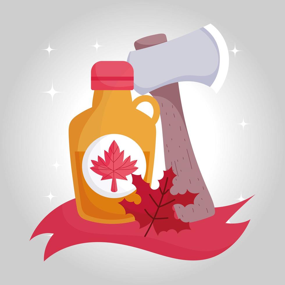 Canadian maple syrup and axe vector design