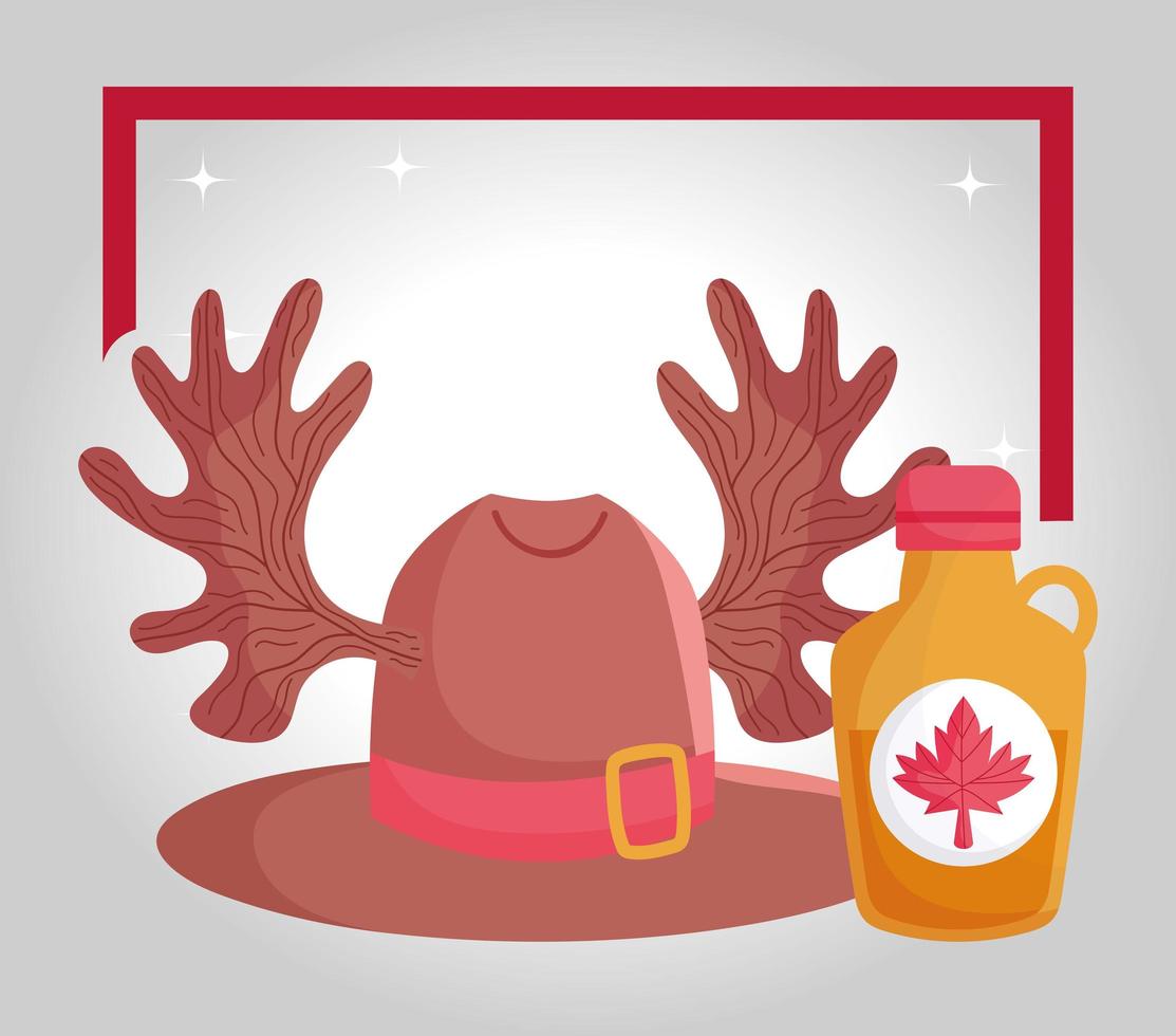 Canadian maple syrup and hat with horns vector design