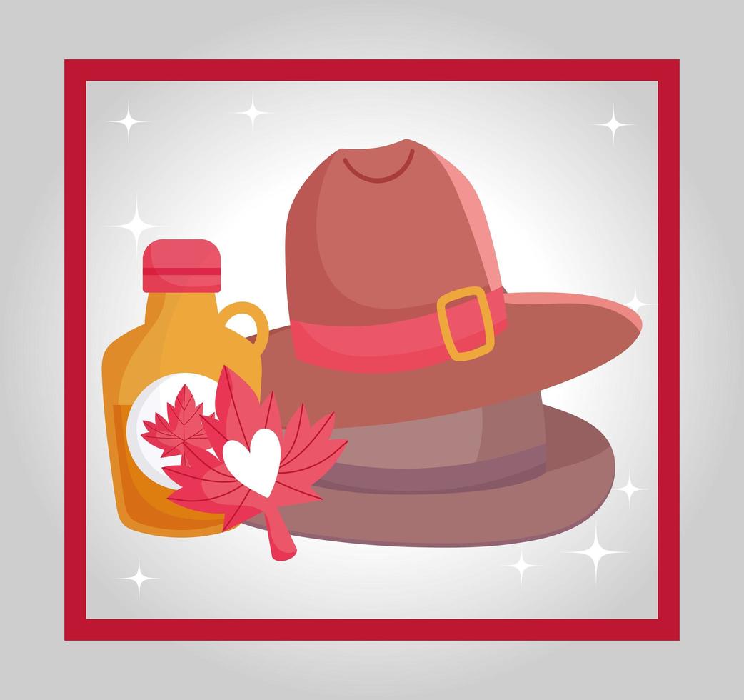 diseño de vector de sombrero y jarabe de arce canadiense