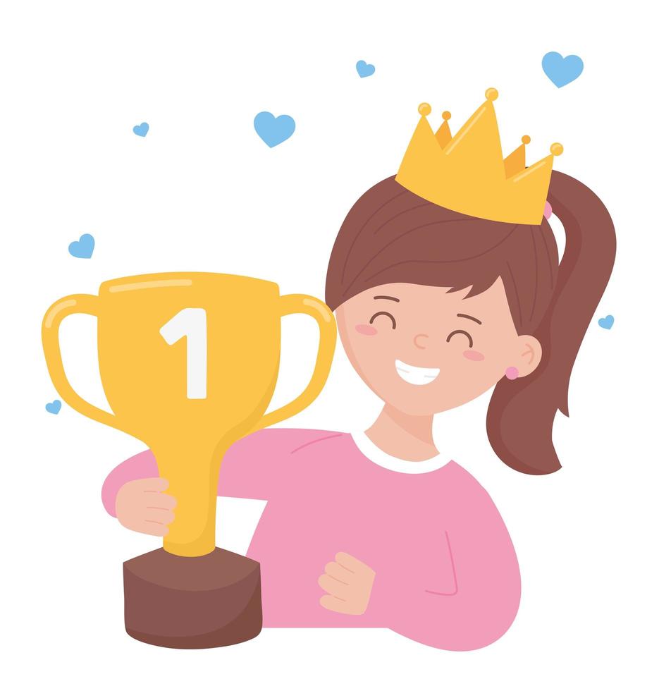 daughter with trophy and crown vector design