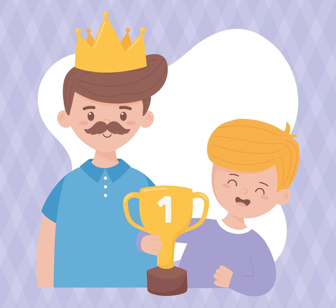 Father with son on fathers day and trophy vector design