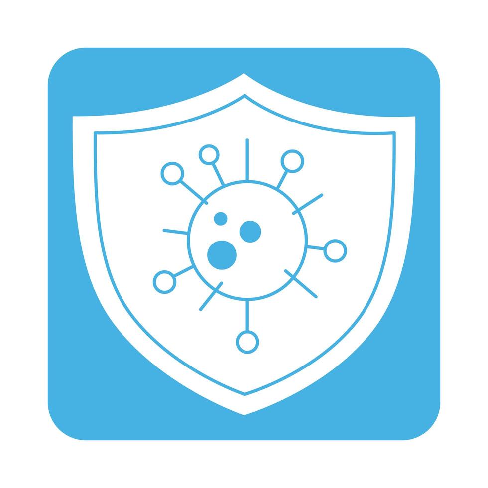 covid 19 coronavirus prevention shield pathogen medical block style icon vector