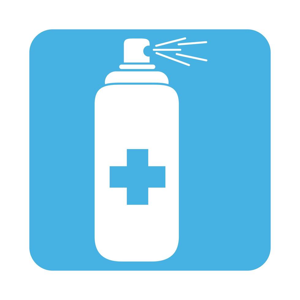 covid 19 coronavirus prevention spray bottle alcohol disinfectant block style icon vector