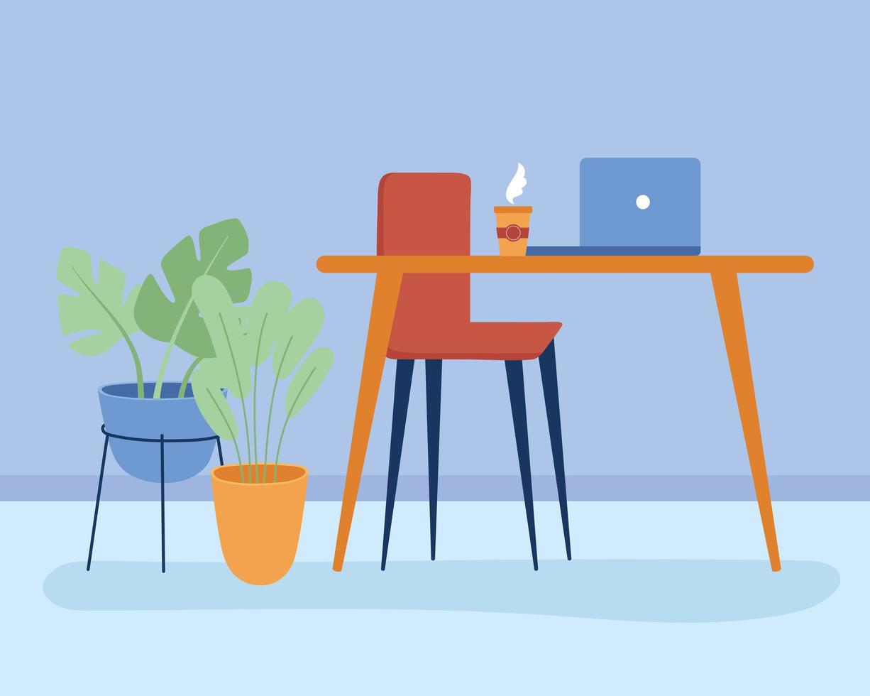 Laptop on desk vector design