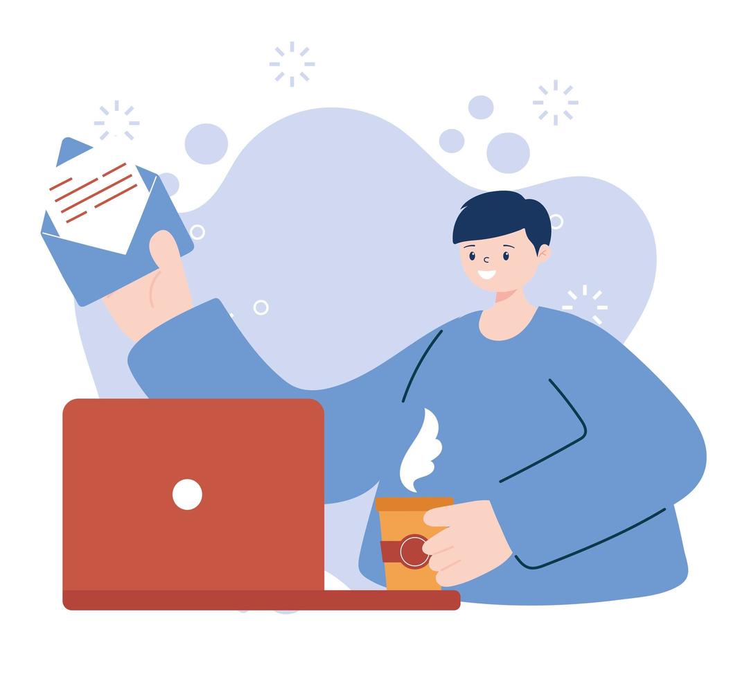 Man with laptop and envelope vector design