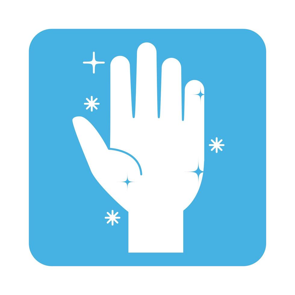 covid 19 coronavirus prevention infection free clean hand block style icon vector