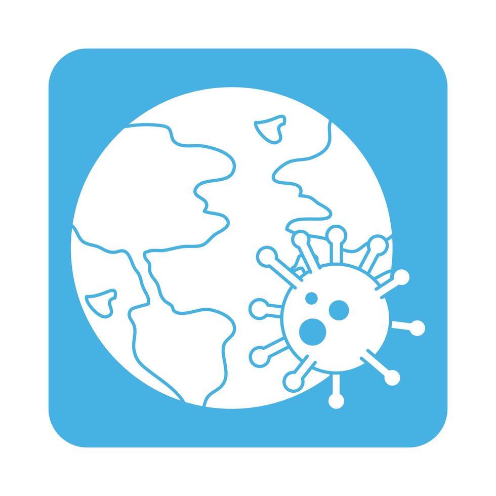 covid 19 coronavirus pandemic disease world spread block style icon vector