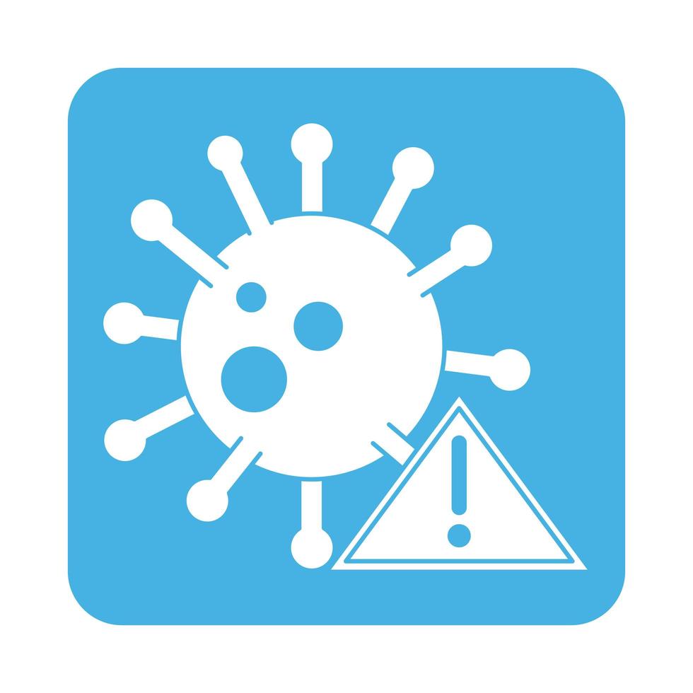 covid 19 prevención de coronavirus advertencia peligro icono de estilo de bloque de enfermedad vector