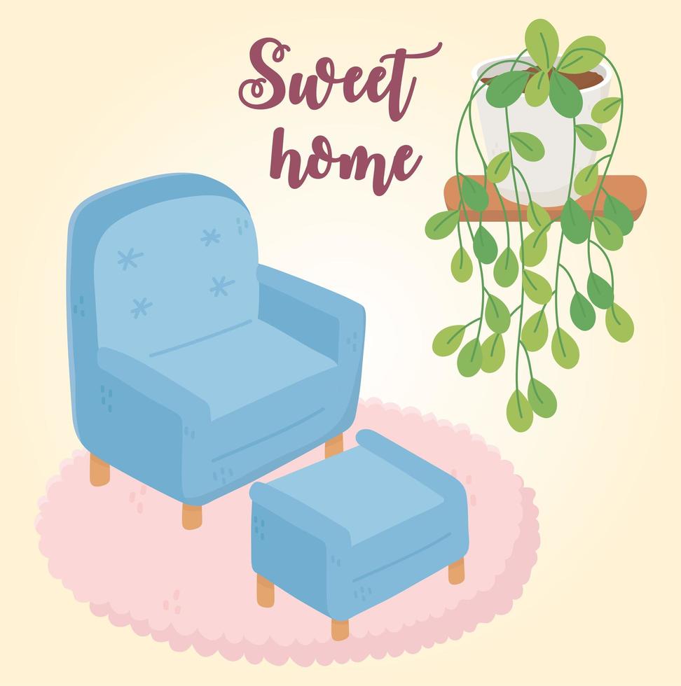 Sweet Home reposapiés reposapiés planta en maceta en la estantería vector