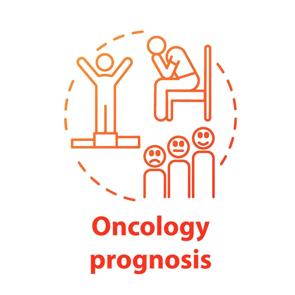 Oncology prognosis concept icon. Fight with cancer. Estimate of recovery from disease. Victory and defeat idea thin line illustration. Vector isolated outline RGB color drawing