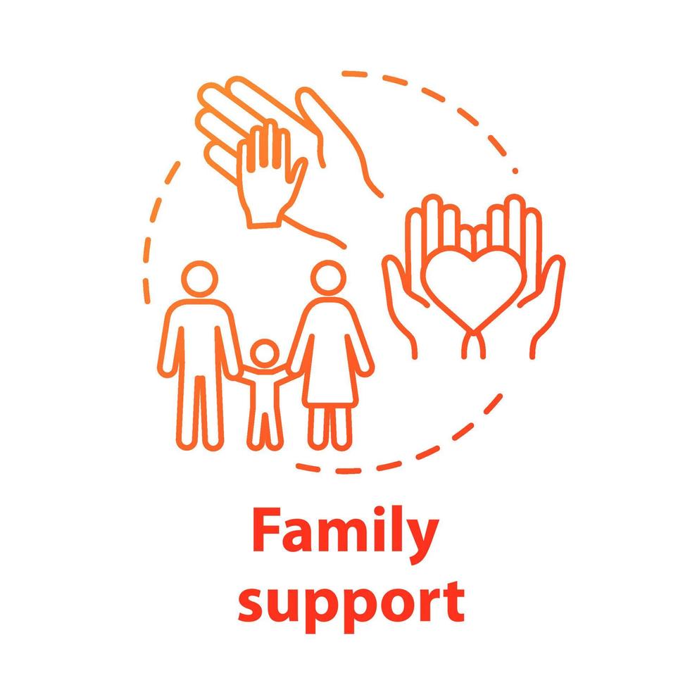 Family support concept icon. Parental care. Relatives backing. Family unity, protection, help idea thin line illustration. Vector isolated outline RGB color drawing