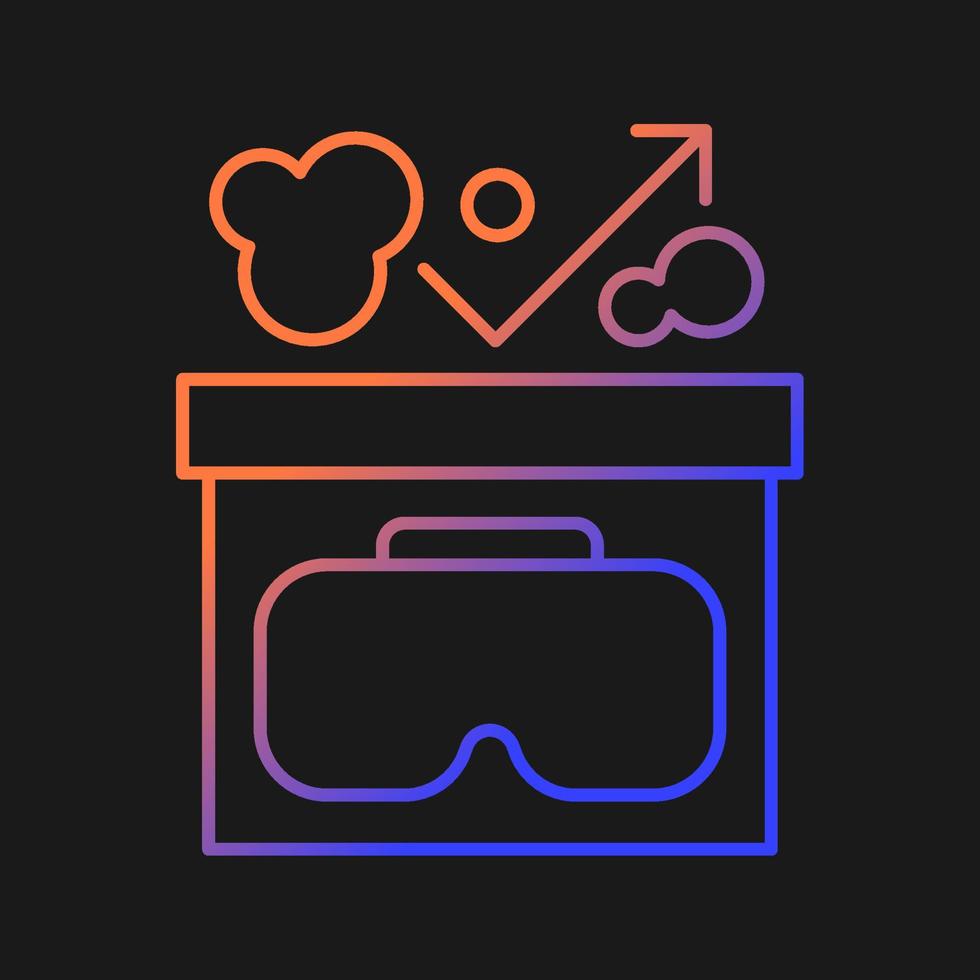 Protect from dust gradient vector manual label icon for dark theme. VR headset hygiene. Thin line color symbol. Modern style pictogram. Vector isolated outline drawing for product use instructions