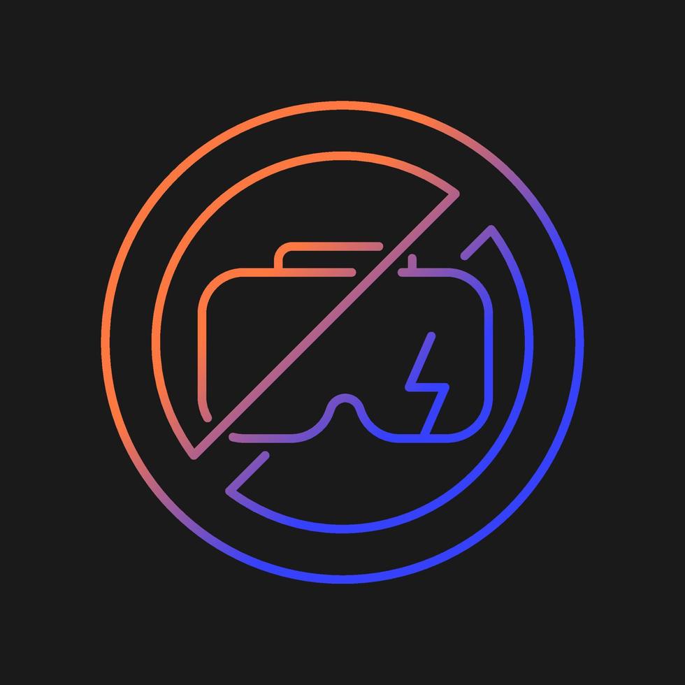 Do not use when broken gradient vector manual label icon for dark theme. Thin line color symbol. Modern style pictogram. Vector isolated outline drawing for product use instructions