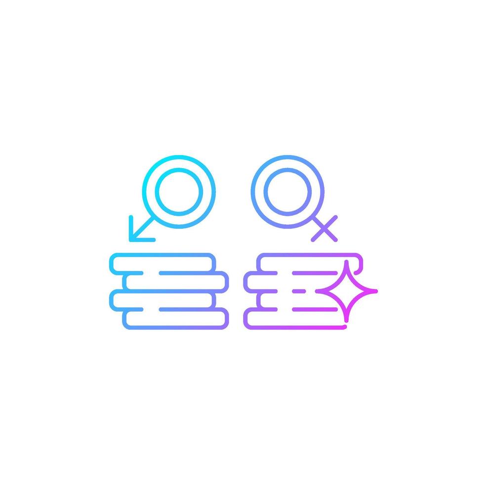 Workplace gender equality gradient linear vector icon. Equal pay for work. Fighting inequality in wages. Equal value. Thin line color symbol. Modern style pictogram. Vector isolated outline drawing